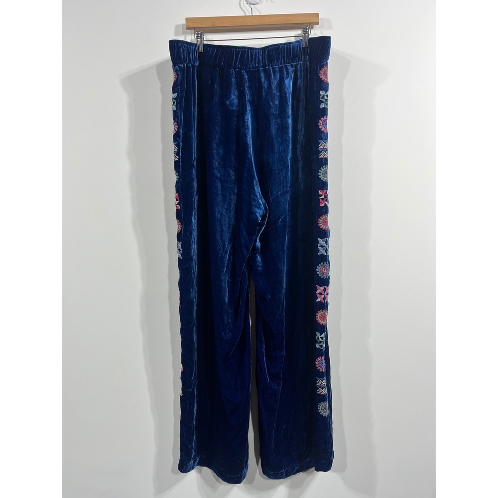 Johnny Was Nikkola Silk Velvet Embroidered Wide Leg‎ Pants Sz XXL Boho Lagenlook - Picture 2 of 11